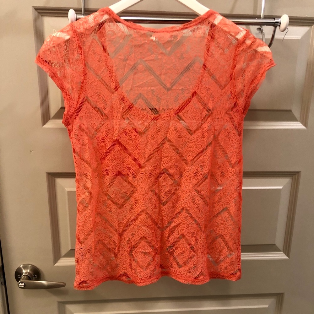 Kimichi Blue coral mesh lace top